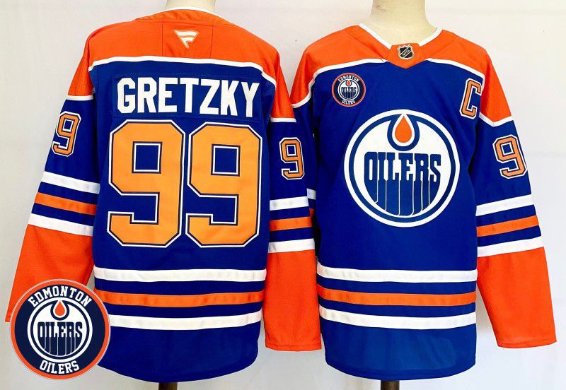 Men Edmonton Oilers 99 Gretzky Blue Fanatics 2025 NHL Jersey style 1